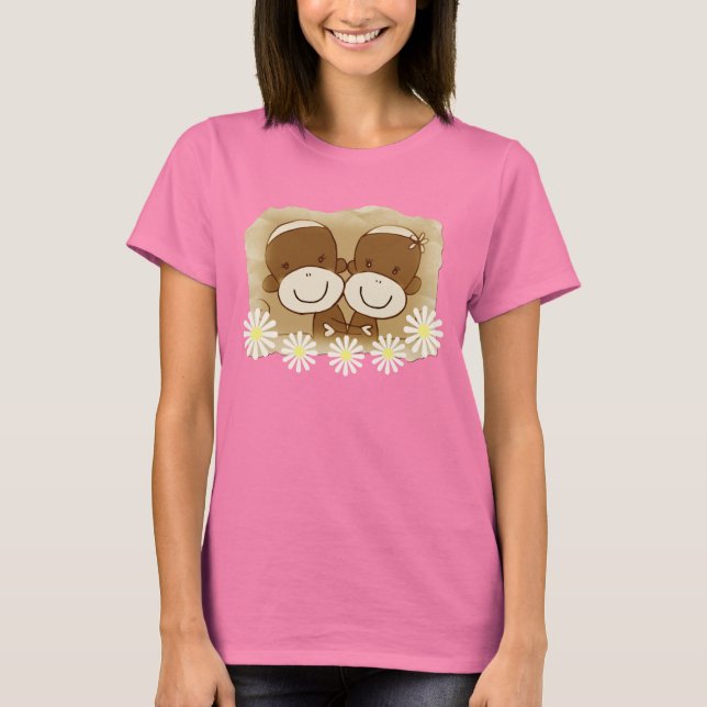 Monkey Hugz Retro Damas T-shirt (Frente)