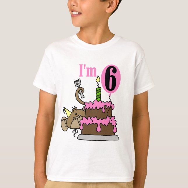 Monkey o 6os camiseta e presentes do aniversário (Frente)