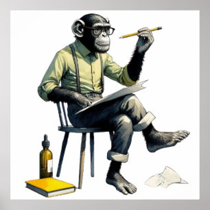 Monkey Paiter Vestindo óculos escuros Poster