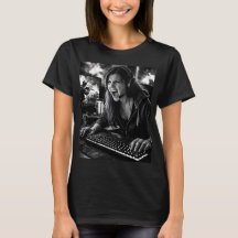 Monochrome Furious Gamer Portrait T-Shirt