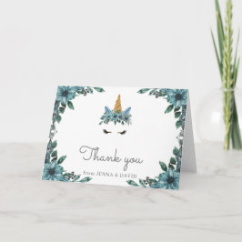 monocórnio sonolento face cartões de agradecimento