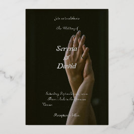 Monocromo Grace: Convite para Casamento Preto, e C