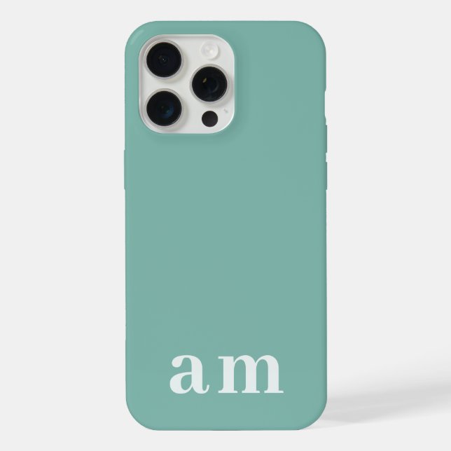 Monogram 2 Initials Teal Blue Minimalist (Verso)