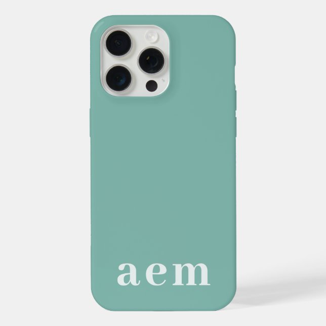 Monogram 3 Initials Teal Blue Minimalist (Verso)