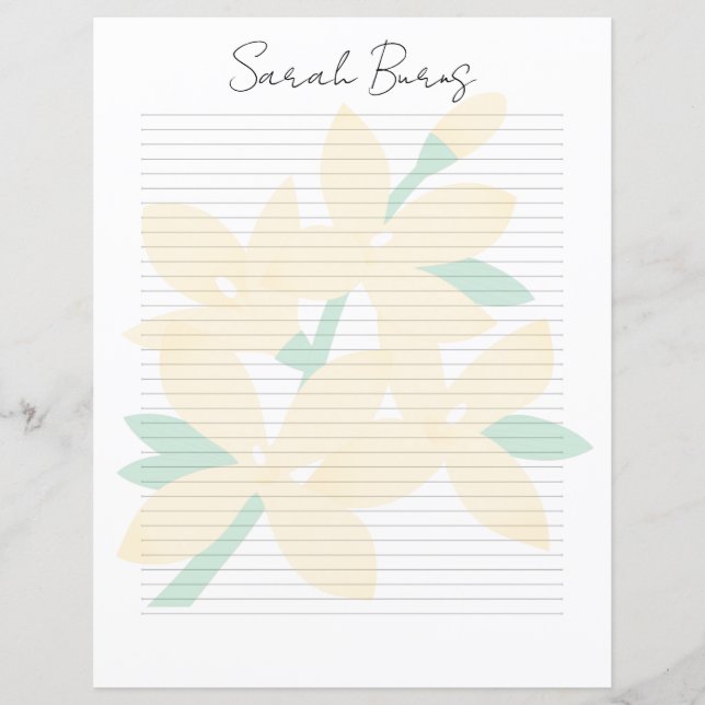 Monogram Chic Script Name Stationery Paper (Frente)
