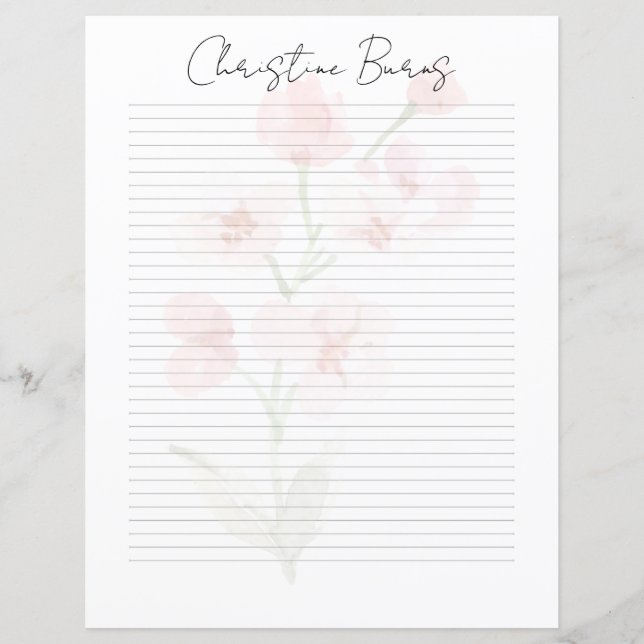 Monogram Chic Script Name Stationery Paper (Frente)
