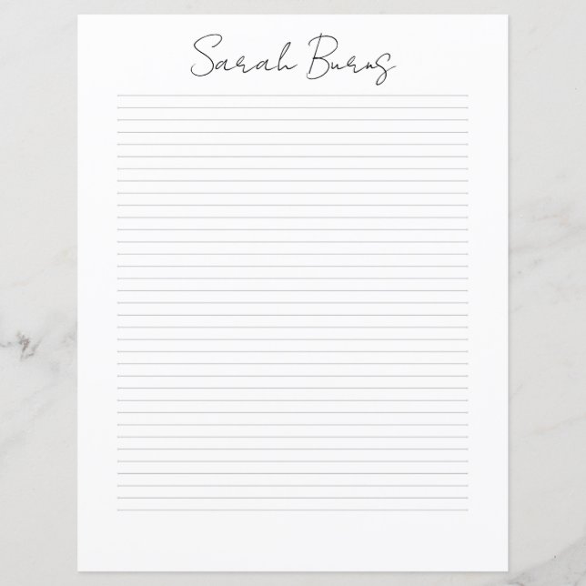 Monogram Chic Script Name Stationery Paper (Frente)