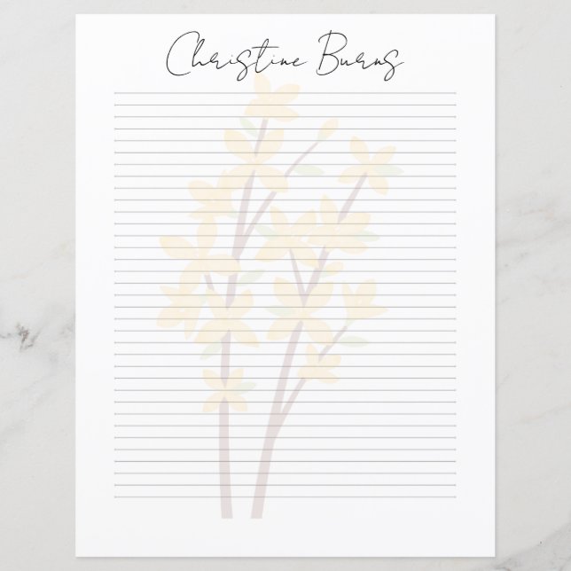 Monogram Chic Script Name Stationery Paper (Frente)