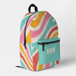  Monogram Colorful Retro Wavy Stripes