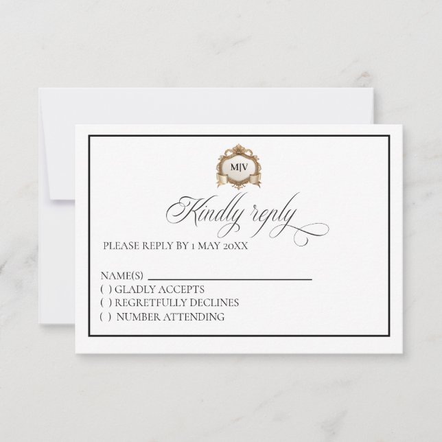 Monogram Crest RSVP card (Frente)