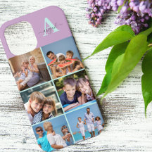 Monograma 6 Foto Lilac e Mint de Script Elegante