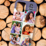 Monograma 6 Fotografado Elegante Roxo<br><div class="desc">Capas de iphone elegante e feminina, personalizada em branco roxo e cinzas, com 6 de suas fotos favoritas, assim como seu monograma. Este bonito design tem uma inicial ousada com tipografia de script manuscrito para o seu nome. O modelo de foto está configurado para que você adicione 6 fotos que...</div>