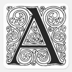 Monograma "A" com redemoinhos - etiqueta