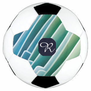 Monograma Abstrato Azul, Bola Verde de Futebol