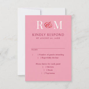 Monograma Ampersand Red Pink Weding RSVP