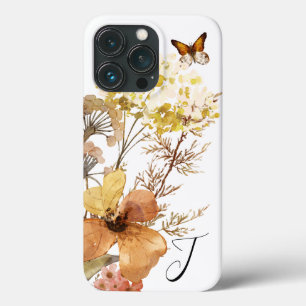 Monograma Aquarela Flores Selvagens Borboleta