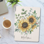 Monograma Aquarela Vintage Girassol Russo<br><div class="desc">Adicione um charme de vintage ao ar ipad com nosso Cobrir de girassol de Vintage,  com uma Coloração d'água monogramada! Personalize-o por um toque único.</div>