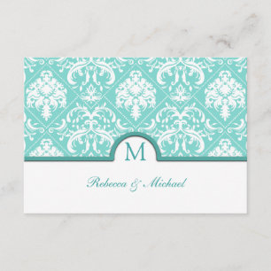 Monograma azul & branco RSVP do Aqua elegante do