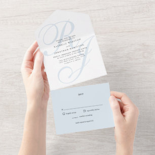 Monograma Azul Dusty Tudo Em Um Casamento