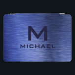 Monograma Azul Metálico Texturizado Nome Personali<br><div class="desc">A capa de ipad de Nomes Personalizados Texturizados Azul Metálico Monograma apresenta um design abstrato texturizado com um nome personalizado. Personalize editando o texto nas caixas de texto fornecidas. Elaborado por ©Evco Studio www.zazzle.com/store/evcostudio</div>