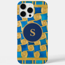 Monograma Azul Ouro Personalizado do Antigo Egito