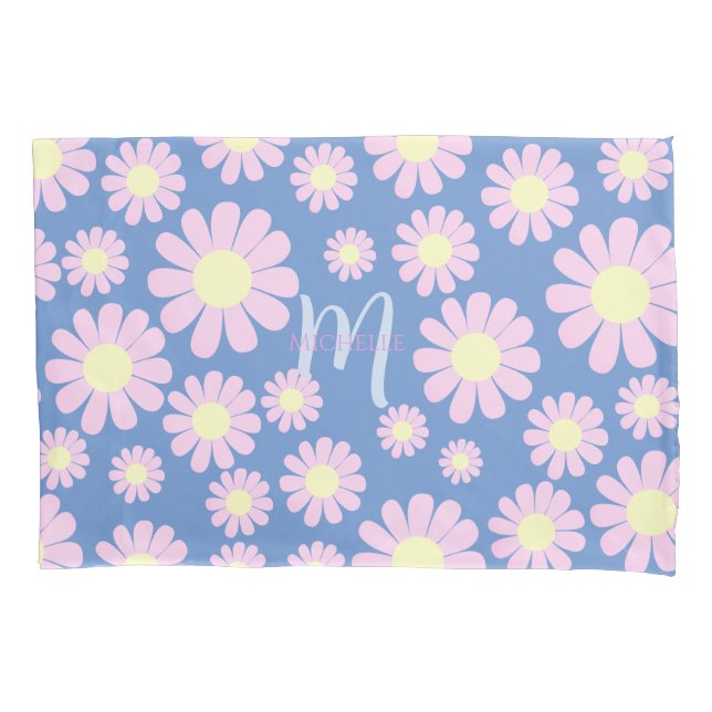 Monograma Azul Rosa Daisy (Frente)
