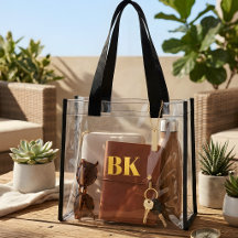 Monograma "BK" Personalizado Bolsa Transparente Es