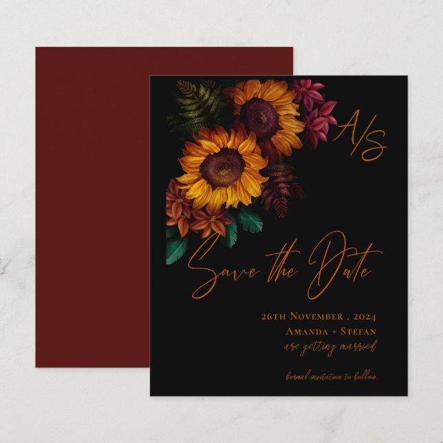 Monograma Black Burnt Orange Casamento Salva a Dat (Frente/Verso)