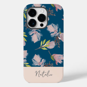 Monograma Boho e belos marinhos, azul e rosa
