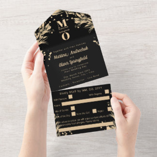 Monograma Botânico de Casamento em Letra de Forma