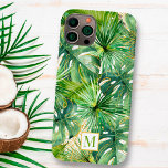 Monograma Botânico de Palma de Aquarela Tropical<br><div class="desc">Capa de telefone de célula personalizada tropical com folhas de palma de aquarela e folhagem com um monograma e/ou nome opcional mostrado em estilos de fonte editáveis e cores de fundo que você muda para criar sua própria aparência personalizada clicando em EDIT. OPÇÕES DE TELEFONE: O exemplo é mostrado no...</div>