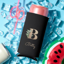 Monograma Botânico Elegante Letra Dourada B