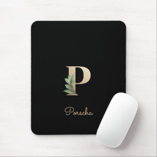 Monograma Botânico Elegante - Letra P Mouse Pad