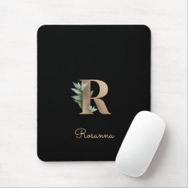 Monograma Botânico Elegante - Letra R Mouse Pad