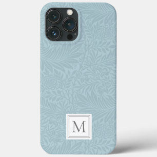 Monograma Botânico Floral Azul-Elegante