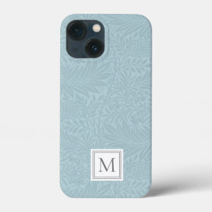 Monograma Botânico Floral Azul Elegante