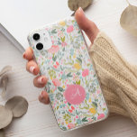 Monograma botânico floral, cor-de-rosa, branco<br><div class="desc">Nome do monograma do padrão quic feminino,  capas de iphone inicial com cor d'água e floração botânica colorida. Presente perfeito para ela no seu aniversário,  aniversário,  casamento,  chá de panela,  para uma dama de honra,  formando,  ou como presente de Natal.</div>