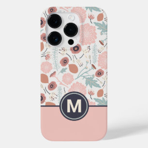 Monograma Botânico Floral de Creme Rosa-Cor-de-Cor