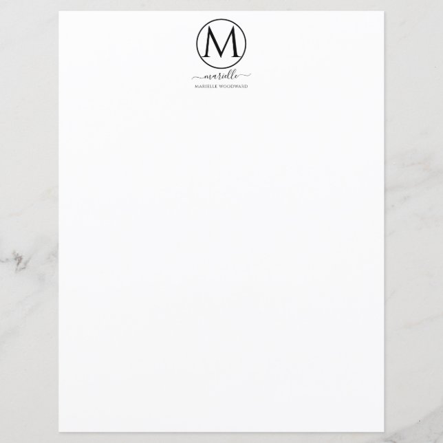 Monograma Branco Chic - Carta Preta (Frente)