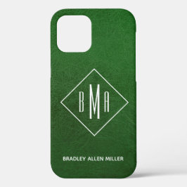 Monograma Branco de Couro Verde Faux Personalizado