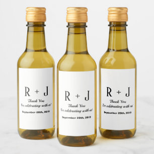 Monograma Branco e Preto Obrigado Casamento Mini 