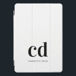 Monograma branco preto elegante moderno<br><div class="desc">Um fundo branco na moda e um texto preto. Personalize e adicione suas iniciais de monograma e um nome. Para ele e para ela. Minimalista e moderno!</div>