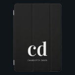 Monograma branco preto — elegante moderno<br><div class="desc">Fundo preto e texto branco. Personalize e adicione suas iniciais de monograma e um nome. Para ele e para ela. Minimalista e moderno!</div>