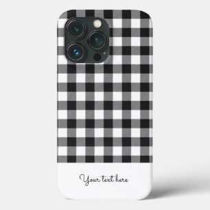 Monograma branco preto Gingham Xadrez Personalizad
