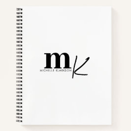 Monograma branco preto minimalista moderno