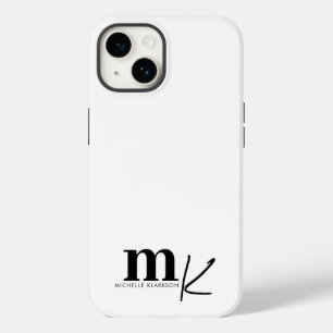 Monograma branco preto minimalista moderno