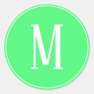 Monograma branco sobre adesivo redondo verde claro