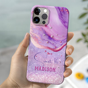 Monograma brilhante de arte de mármore roxo fofo