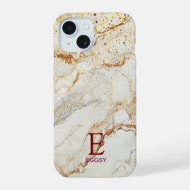 Monograma brilhante dourado mármore branco chic