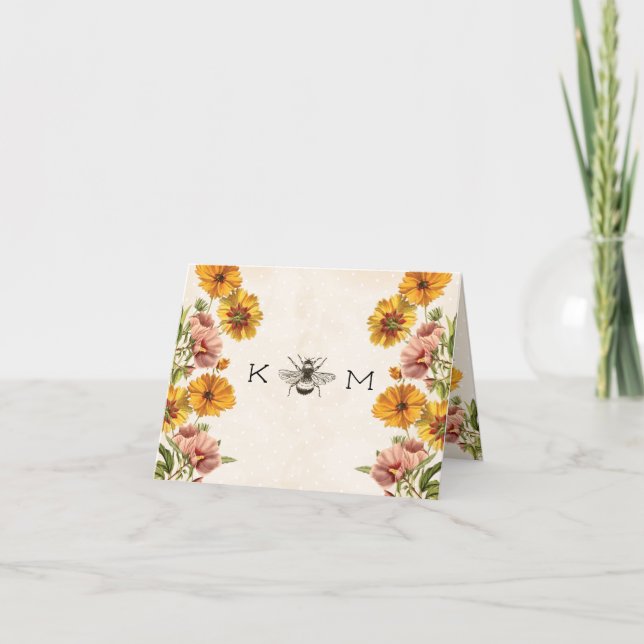 Monograma Bumble Bee Obrigado Cartões (Frente)